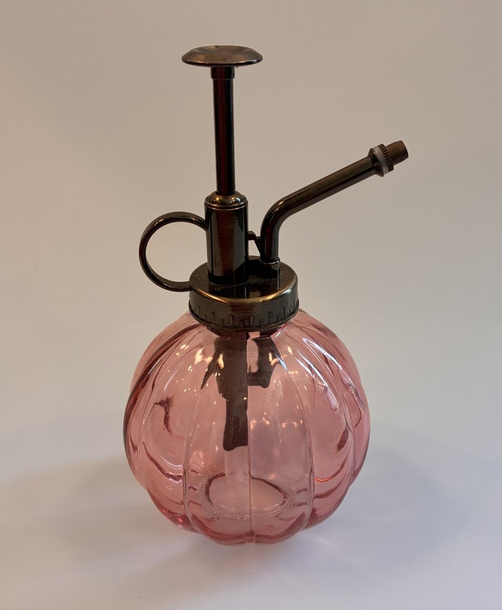 Glass Plant Mister Pink Pumpkin Spritzer Water Spray Bottle Bronze Top